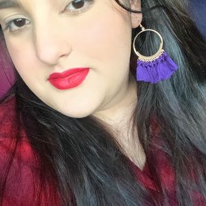 Purple tassel earrings